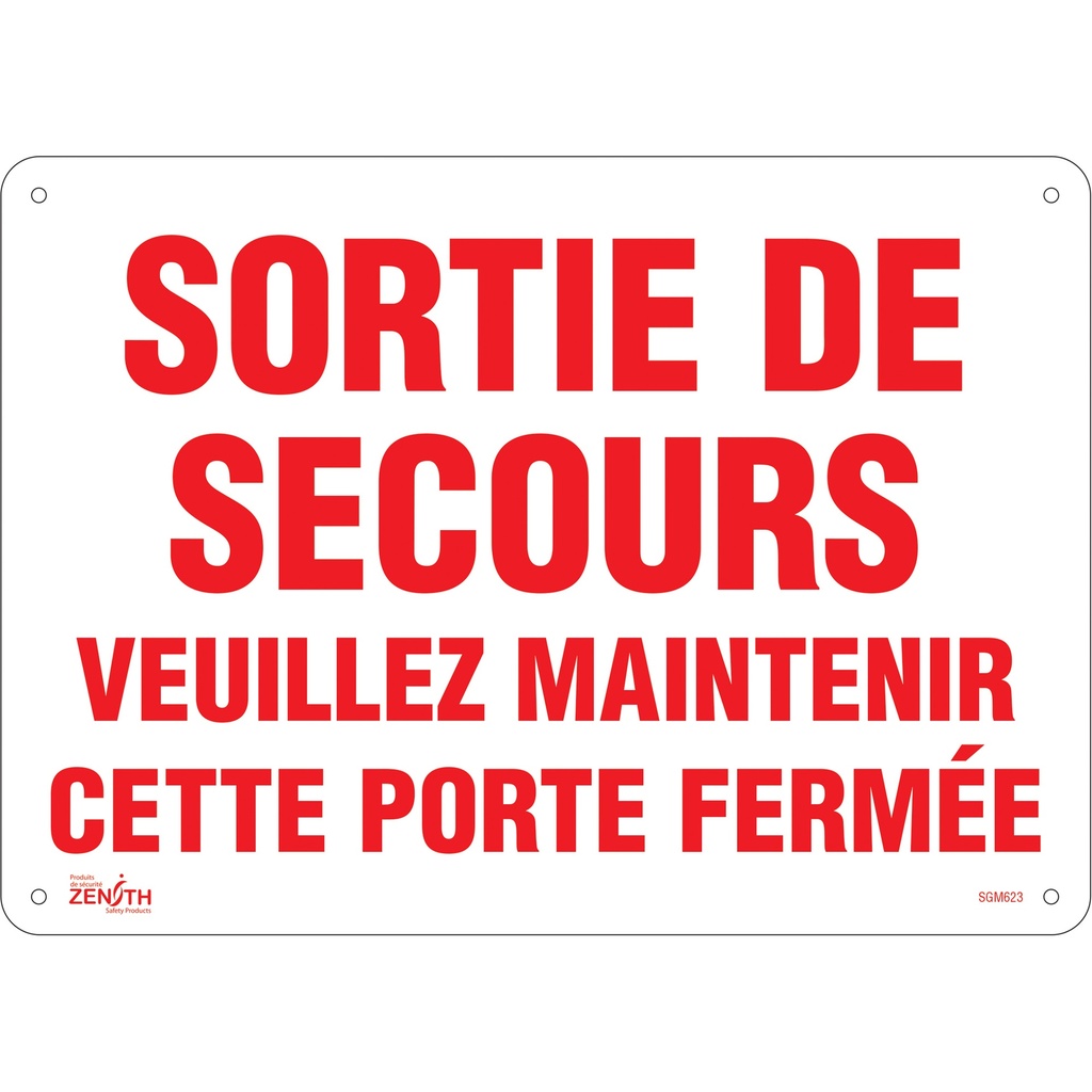 Enseigne «Sortie De Secours» Plastique 14" x 10"