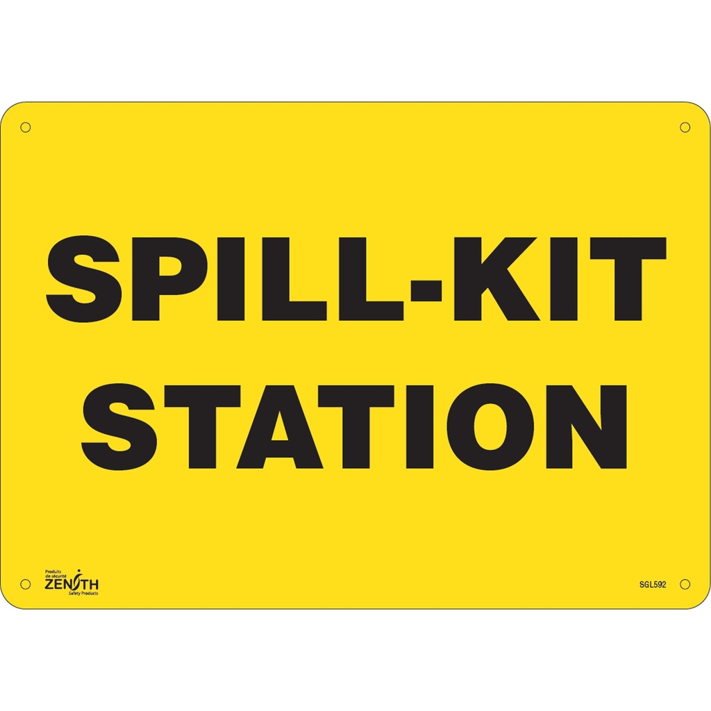 Enseigne «Spill Kit Station» Aluminium 14" x 10"
