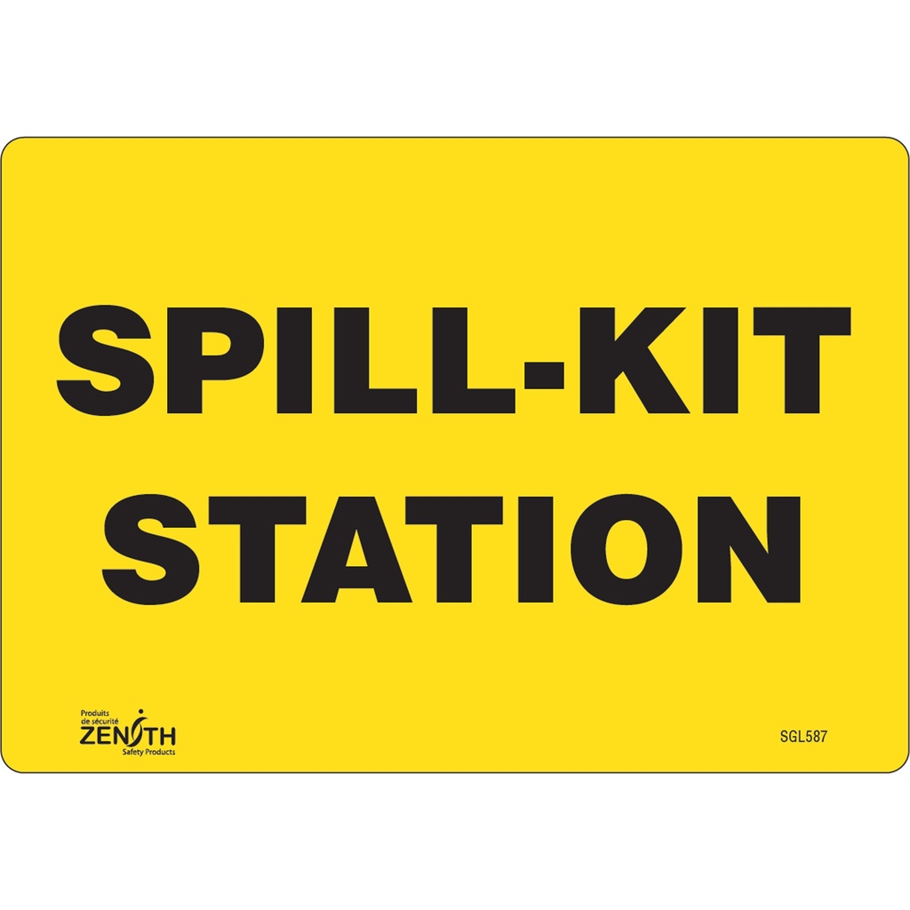 [ZEN-SGL587] Enseigne «Spill Kit Station» Vinyle 10" x 7"