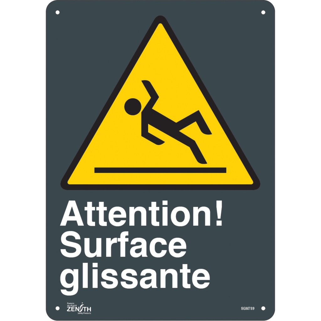 [ZEN-SGM789] Enseigne «Surface Glissante» Aluminium 10" x 14"