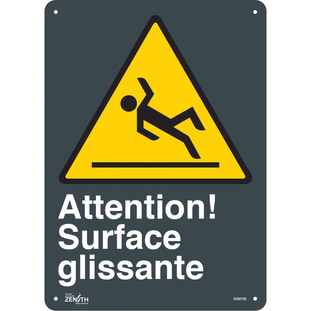 [ZEN-SGM788] Enseigne «Surface Glissante» Plastique 10" x 14"