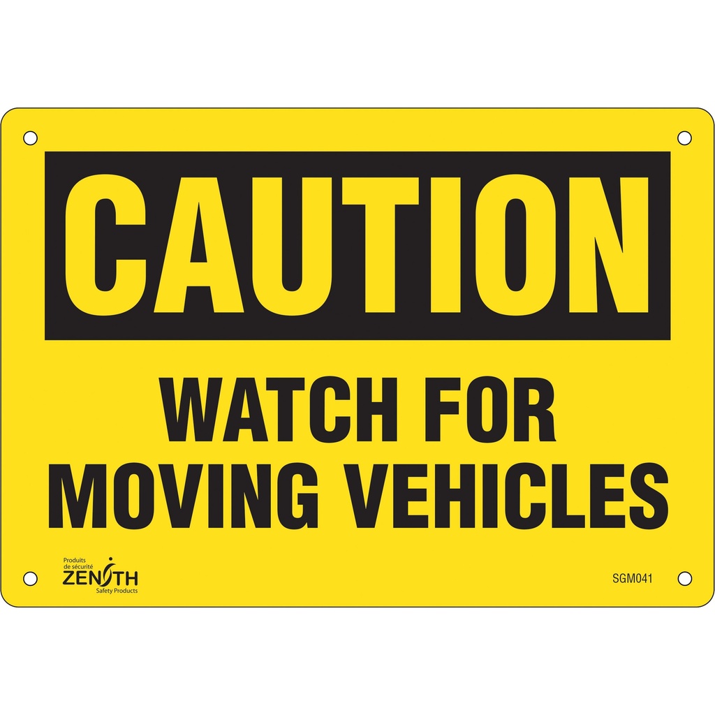 [ZEN-SGM041] Enseigne «Watch For Moving Vehicles» Plastique 10" x 7"