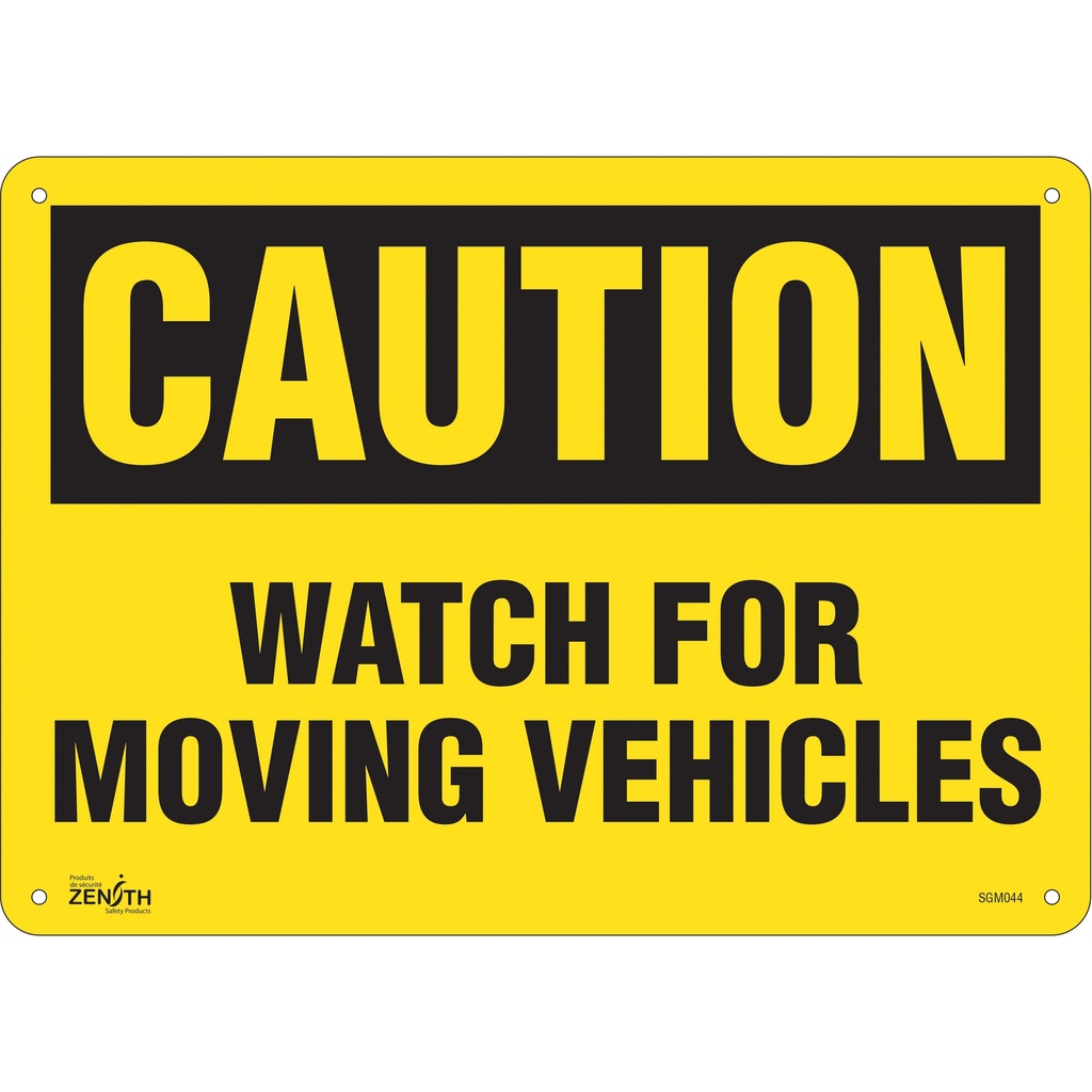 [ZEN-SGM044] Enseigne «Watch For Moving Vehicles» Plastique 14" x 10"