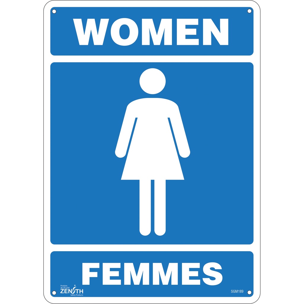 [ZEN-SGM189] Enseigne «Women - Femmes» Plastique 10" x 14"
