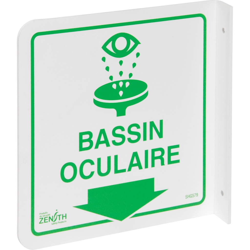 Enseigne à projection sur 90° « Bassin Oculaire » Plastique 8" x 8"