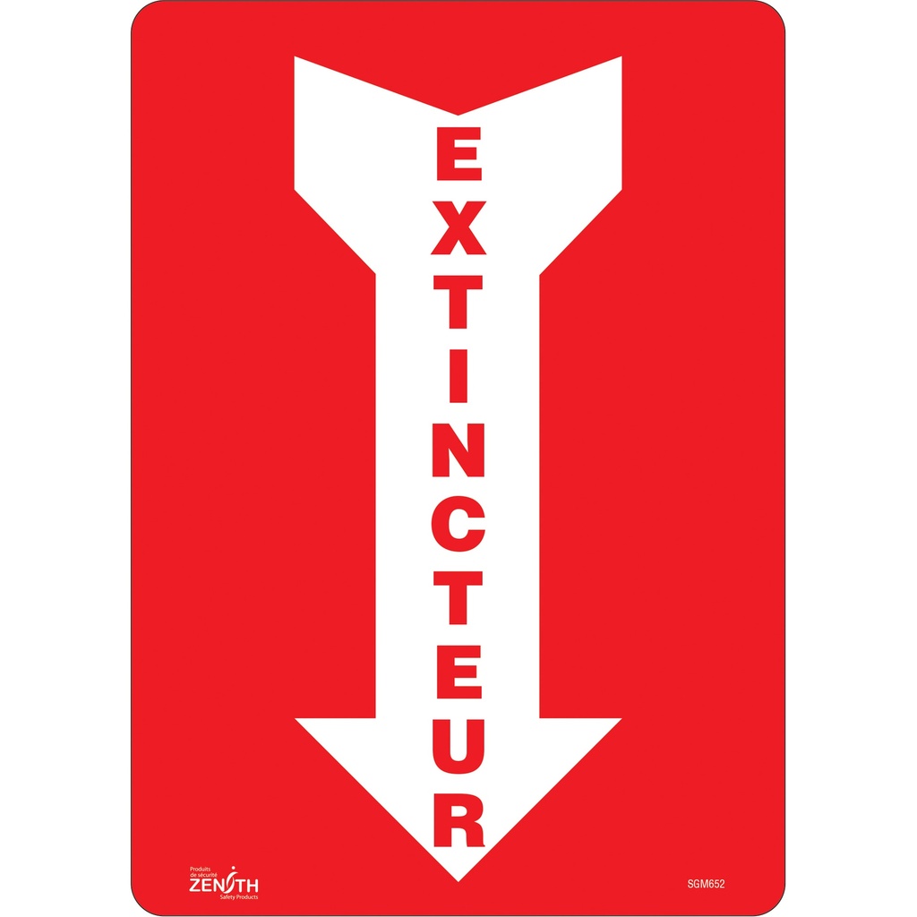 [ZEN-SGM652] Enseigne avec flèche «Extincteur» Vinyle 10" x 14"