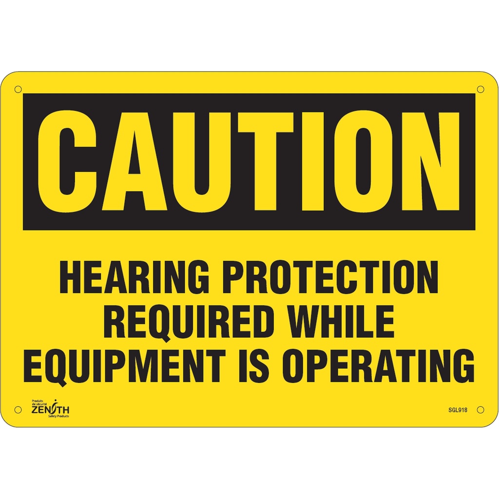 [ZEN-SGL918] Enseigne contre le danger lié au bruit « Hearing Protection Required» Aluminium 14" x 10"