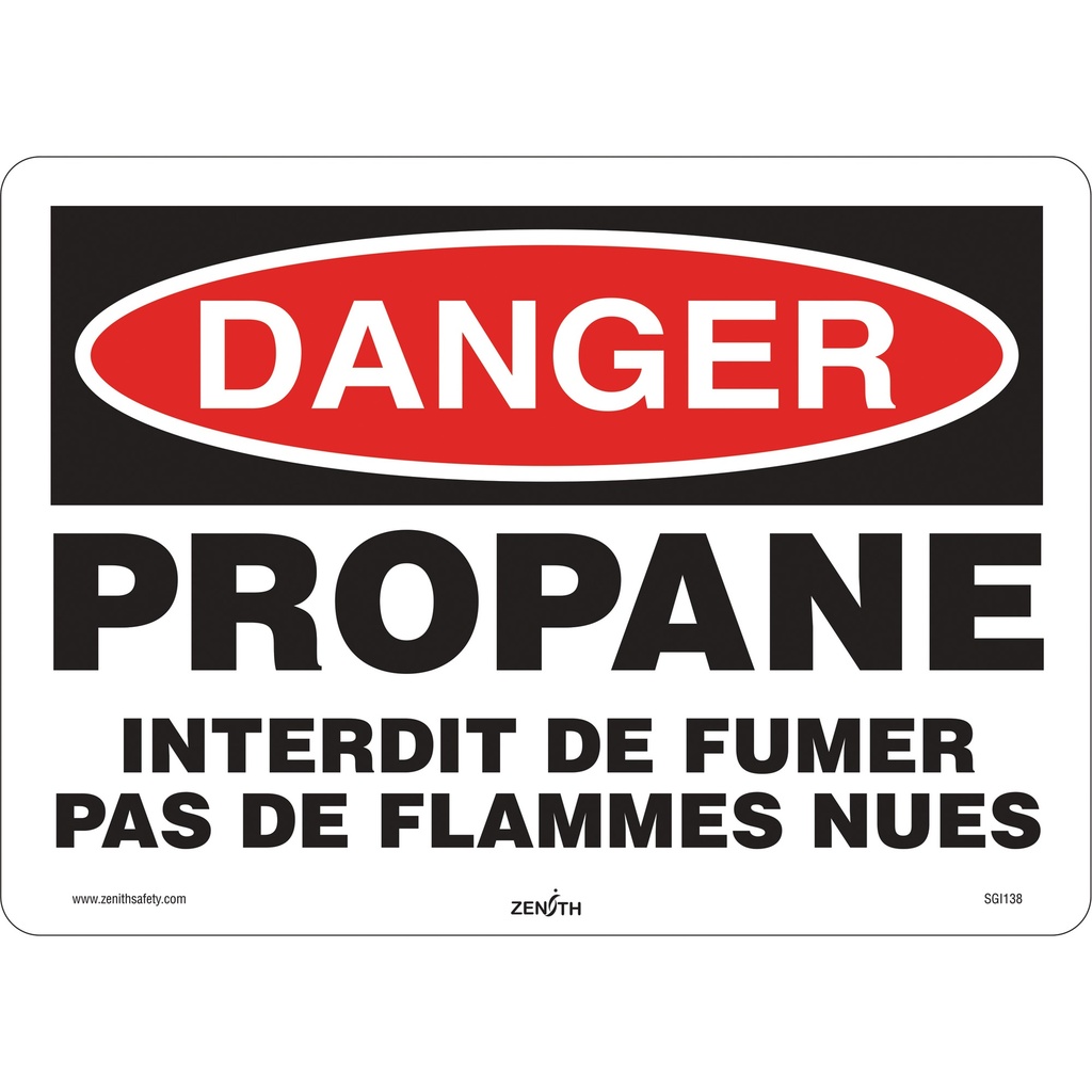 [ZEN-SGI138] Enseigne de sécurité «Danger Propane» Vinyle 14" x 10"