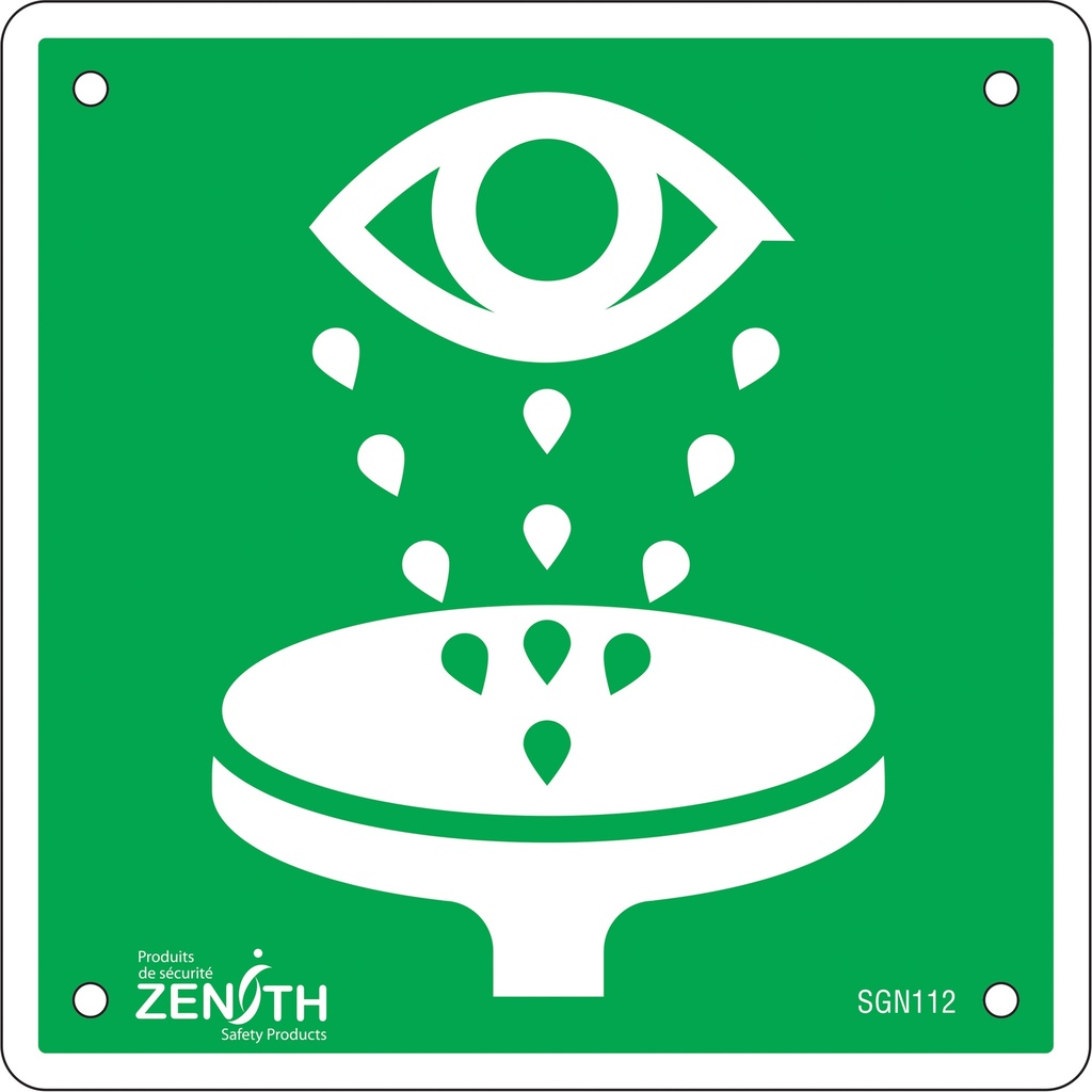 [ZEN-SGN112] Enseigne de sécurité conforme à la CSA - Eye Wash Plastique 6" x 6"