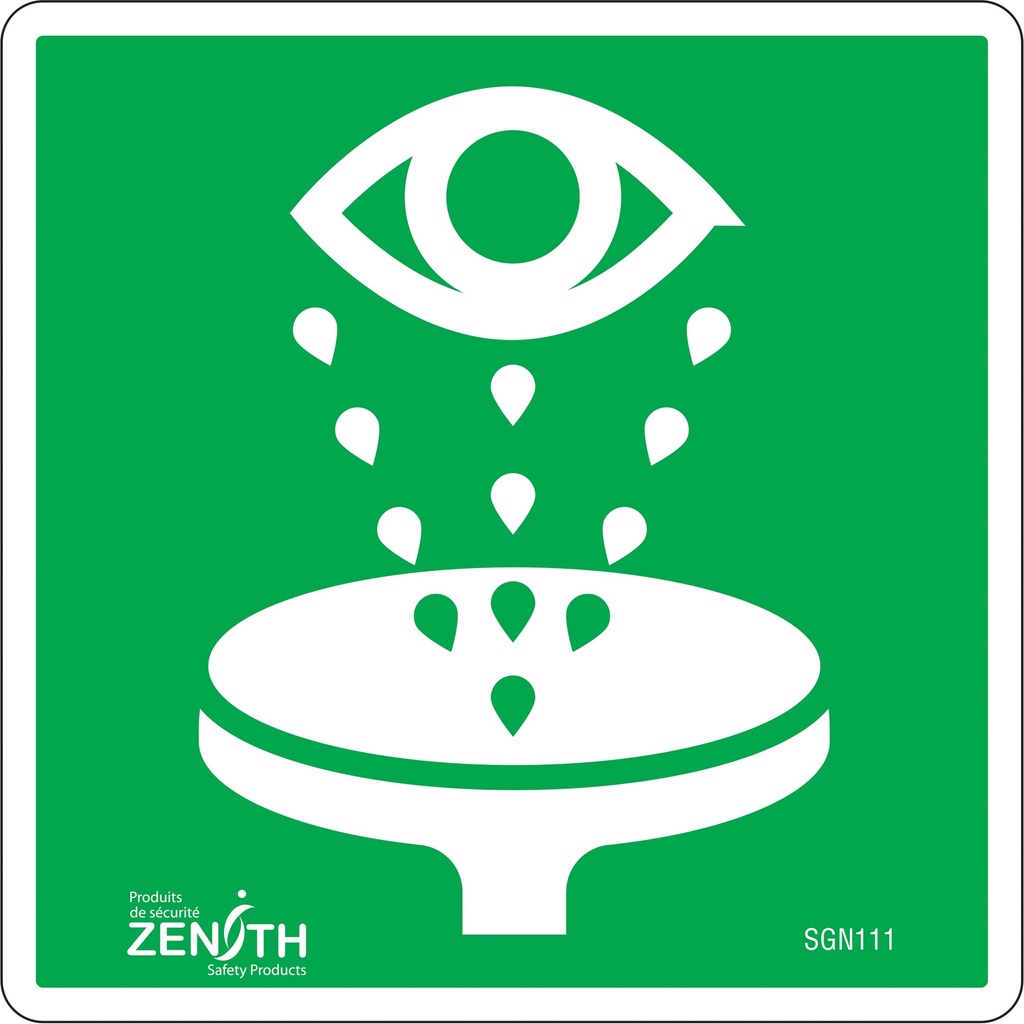 [ZEN-SGN111] Enseigne de sécurité conforme à la CSA - Eye Wash Vinyle 6" x 6"