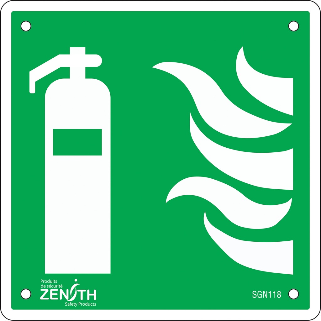 [ZEN-SGN118] Enseigne de sécurité conforme à la CSA - Fire Extinguisher Plastique 6" x 6"