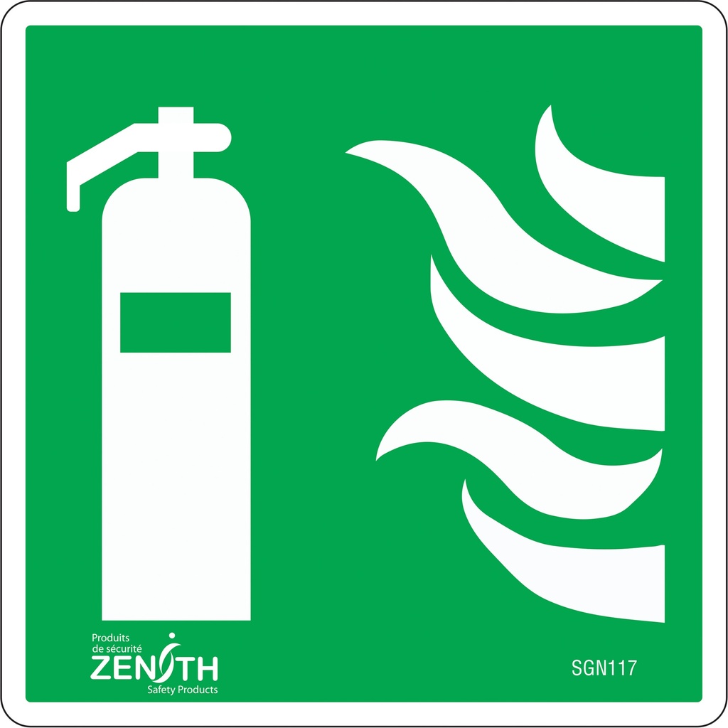 [ZEN-SGN117] Enseigne de sécurité conforme à la CSA - Fire Extinguisher Vinyle 6" x 6"
