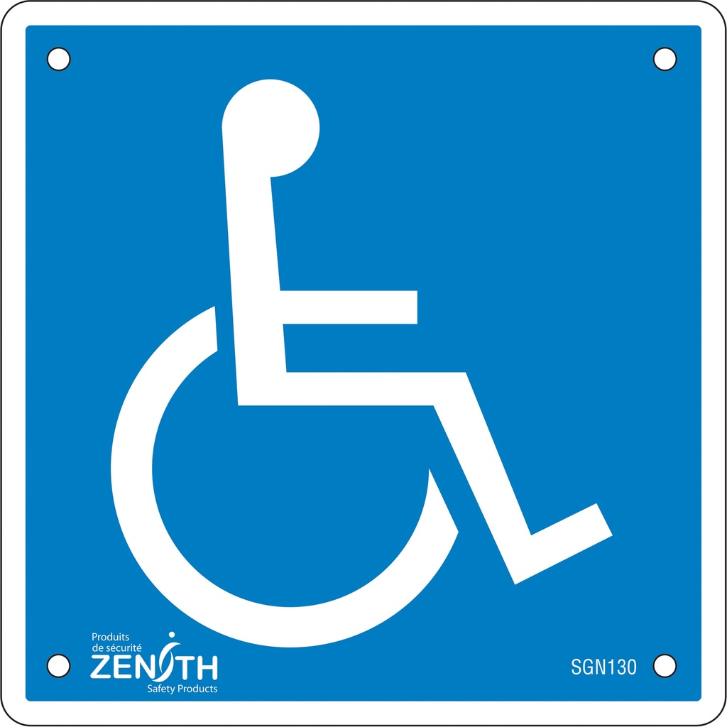 [ZEN-SGN130] Enseigne de sécurité conforme à la CSA - Handicap Plastique 6" x 6"