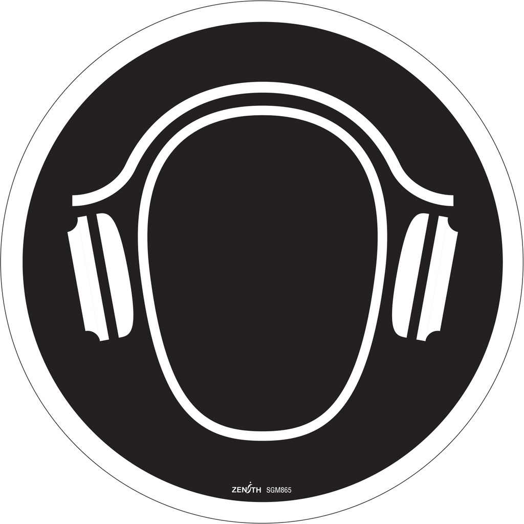 [ZEN-SGM865] Enseigne de sécurité conforme à la CSA - Hearing Protection Required Vinyle 12" x 12"