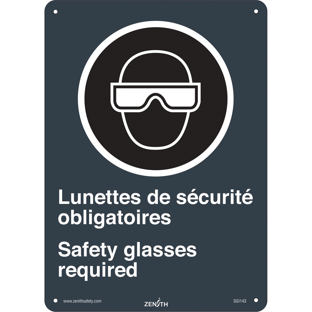Enseigne de sécurité conforme à la CSA - Lunettes de Sécurité / Safety Glasses Plastique 10" x 14"