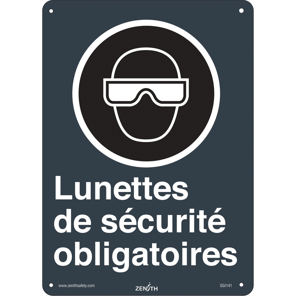 [ZEN-SGI141] Enseigne de sécurité conforme à la CSA - Lunettes de sécurité Plastique 10" x 14"