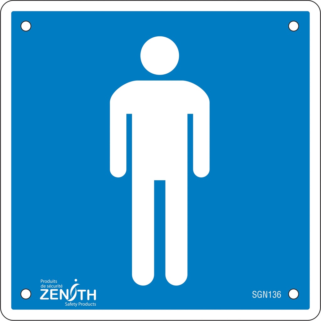 [ZEN-SGN136] Enseigne de sécurité conforme à la CSA - Men Plastique 6" x 6"