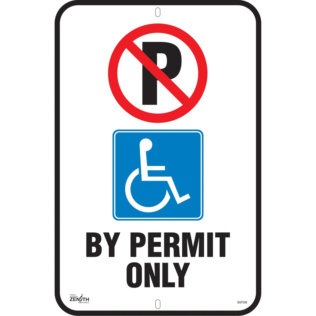 [ZEN-SGP338] Enseigne pour le stationnement «By Permit Only» Aluminium 12" x 18"