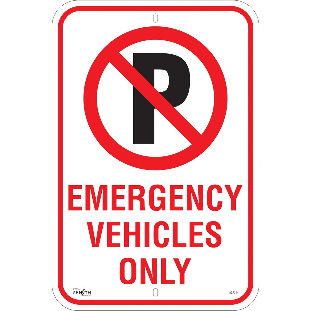 [ZEN-SGP344] Enseigne Stationnement interdit «Emergency Vehicles Only» Aluminium 12" x 18"