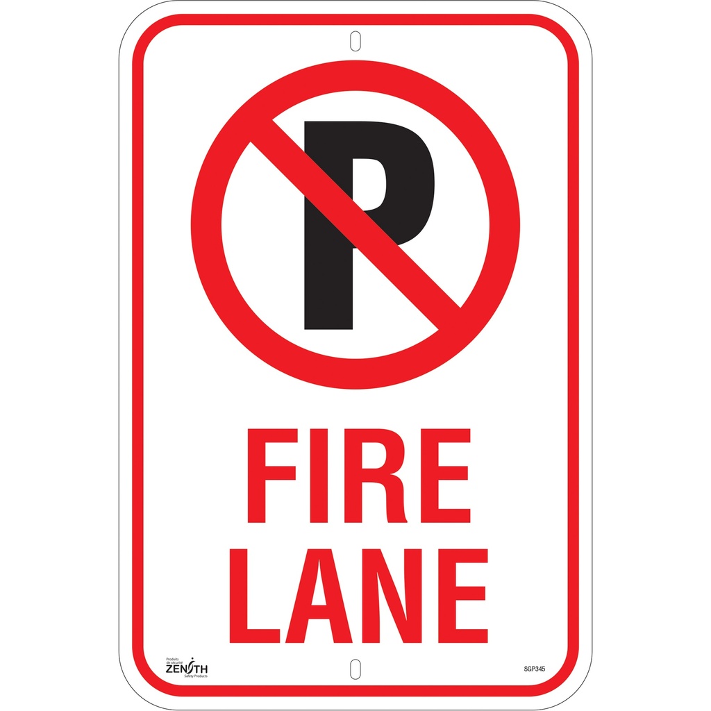 [ZEN-SGP345] Enseigne Stationnement interdit «Fire Lane» Aluminium 12" x 18"
