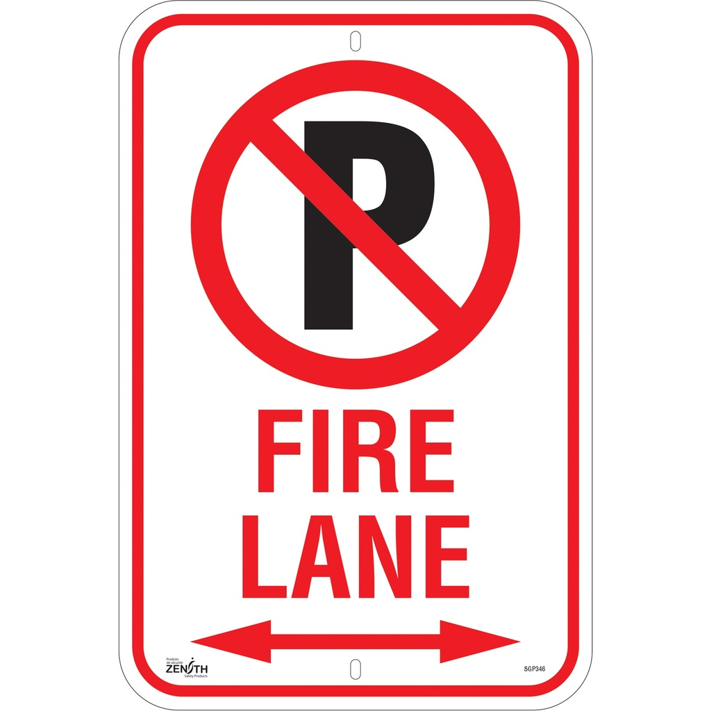 [ZEN-SGP346] Enseigne Stationnement interdit «Fire Lane» Aluminium 12" x 18"