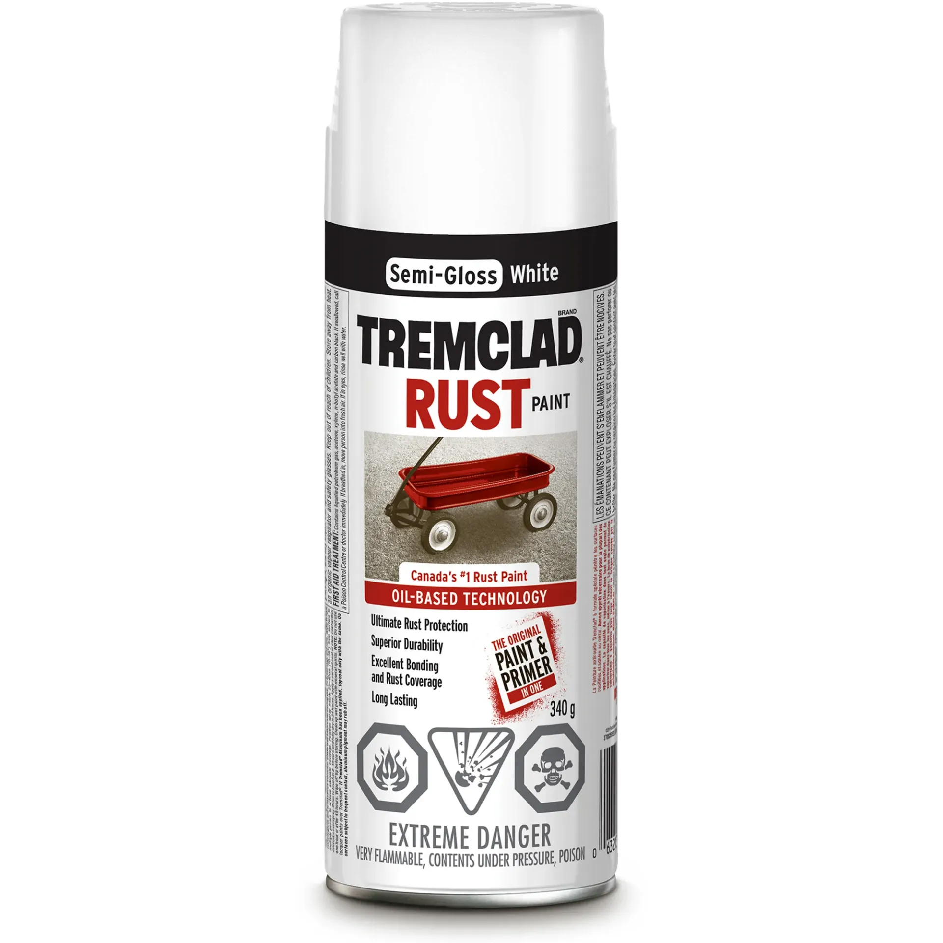 [RUS-270S25B522] Tremclad Peinture aérosol blanc semi-brillant 340g.
