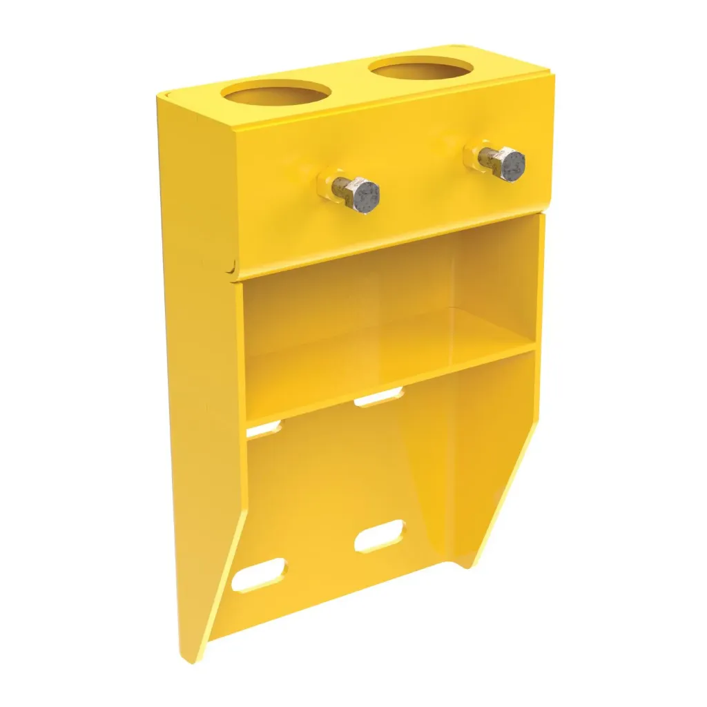 Support mural vertical double pour barrière de sécurité tubulaire en acier jaune