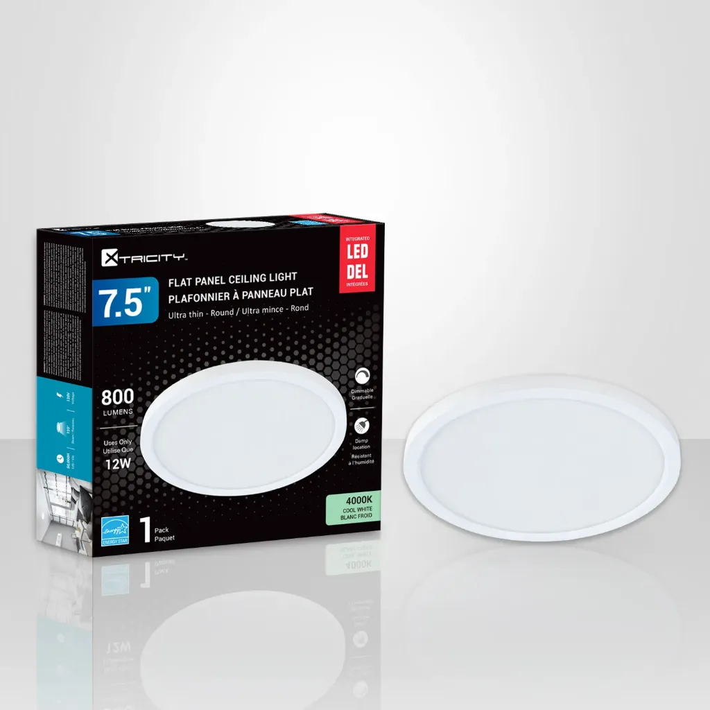 [XTR-1-50052] Plafonnier en surface rond 7-1/2" DEL 12W 850lm 4000K fini blanc