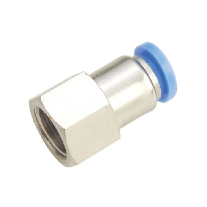 Raccord droit à connexion instantanée en laiton plaqué nickel 1/2" à 1/2" FNPT