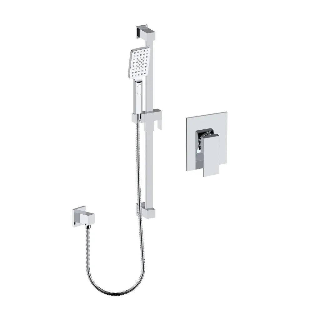 [AGU-VALENS] Valens Shower set with handheld shower on rail and separate connection elbow, pressure balanced valve, chrome