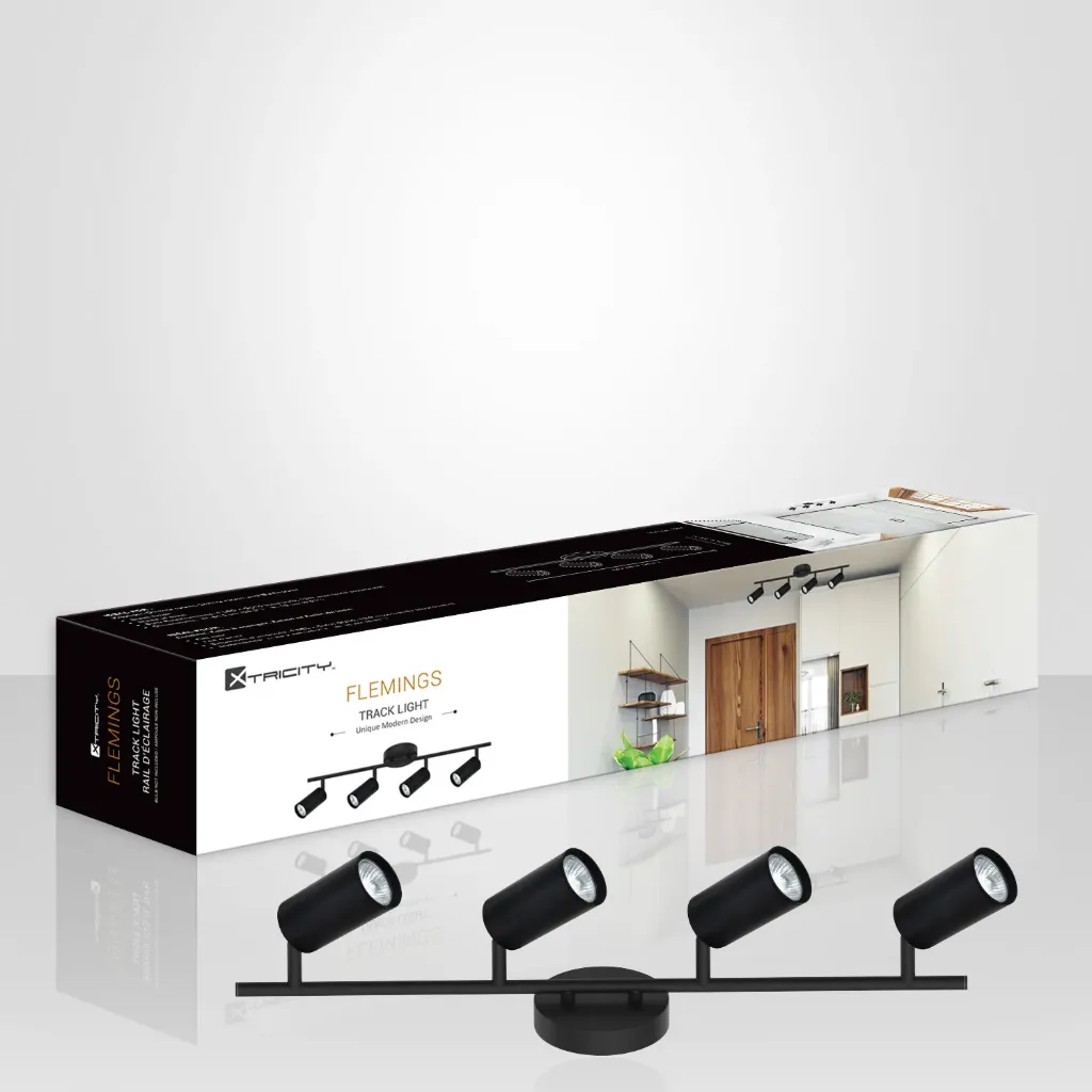 [XTR-5-90303] Flemings Plafonnier sur rail à 4 têtes orientables noir