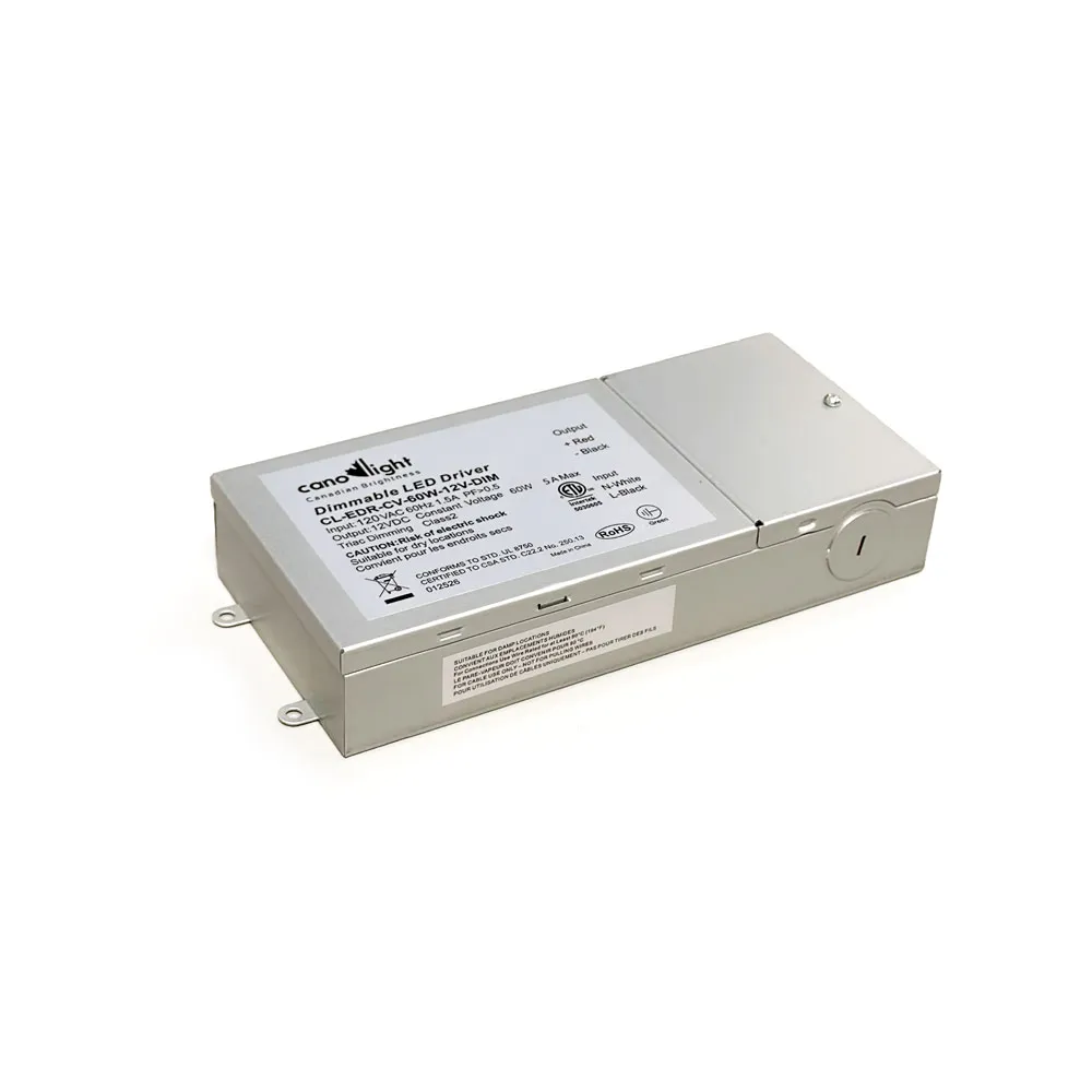 [CAN-CL-EDR-CV-60W-12V-DIM] Transformateur DEL 60W 120VAC à 12VDC graduable triac