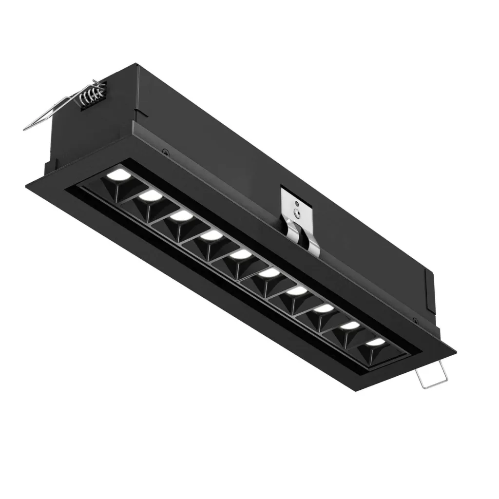 Encastré linéaire DEL régréssé 10 spots dirigeable 5 CCT sélectionnable 120V graduable finit noir