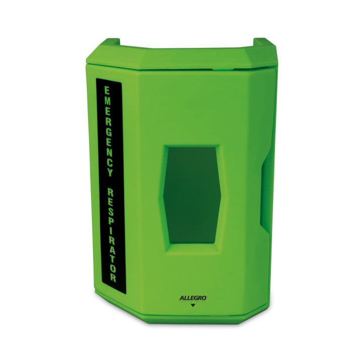 Heavy-duty high-visibility green emergency respirator wall case