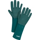 Gants verts à double enduit taille Taille unique PVC poignet Manchette doublure Jersey de coton
