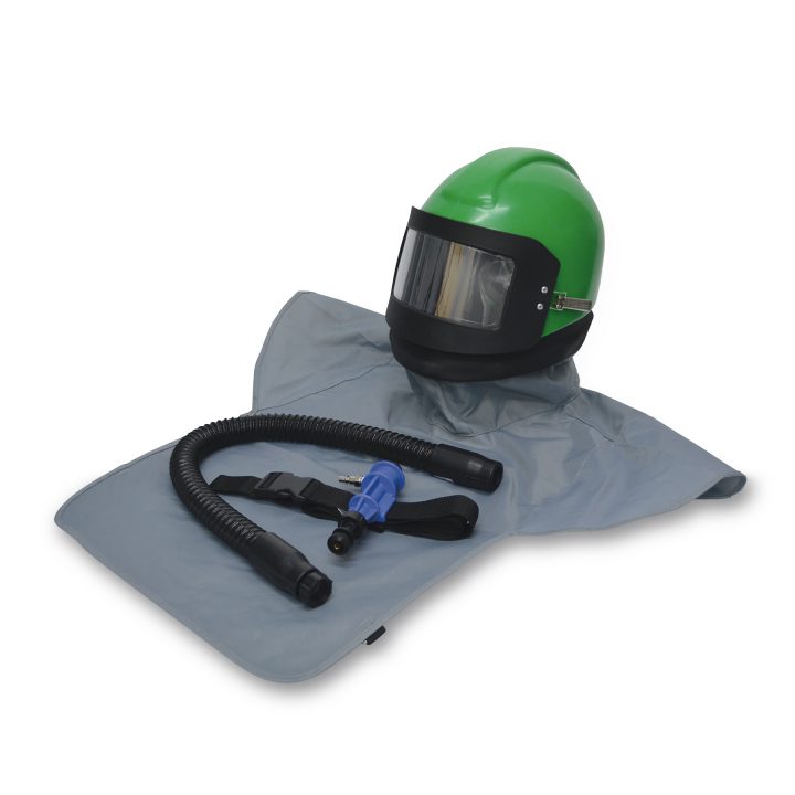 Casque Nova 2000 (complet) avec cape en nylon, tube respiratoire et valve de contrôle de débit, haute pression