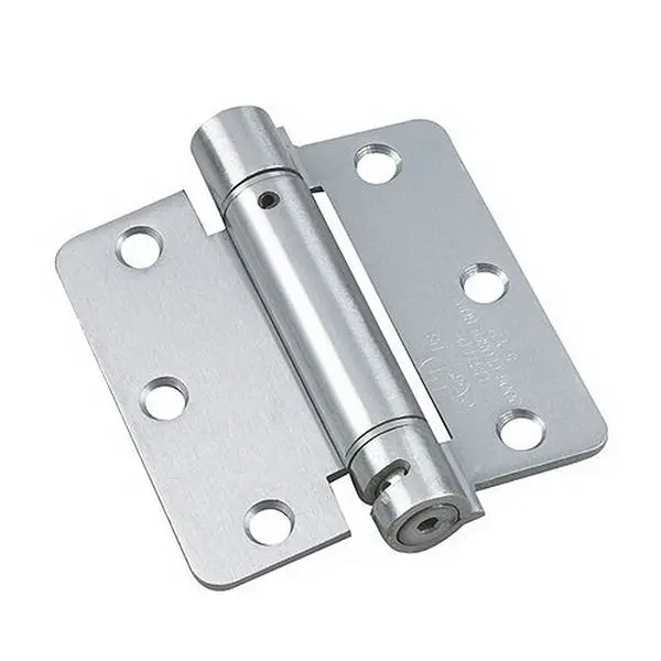 3 1/2" Full Mortise Adjustable Spring Hinge, brushed chrome, 1/4" radius