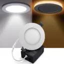 Plafonnier encastré DEL ultra-mince de 4" 9W 800lm 5 CCT sélectionnable avec veilleuse 2W 2200K finition blanche
