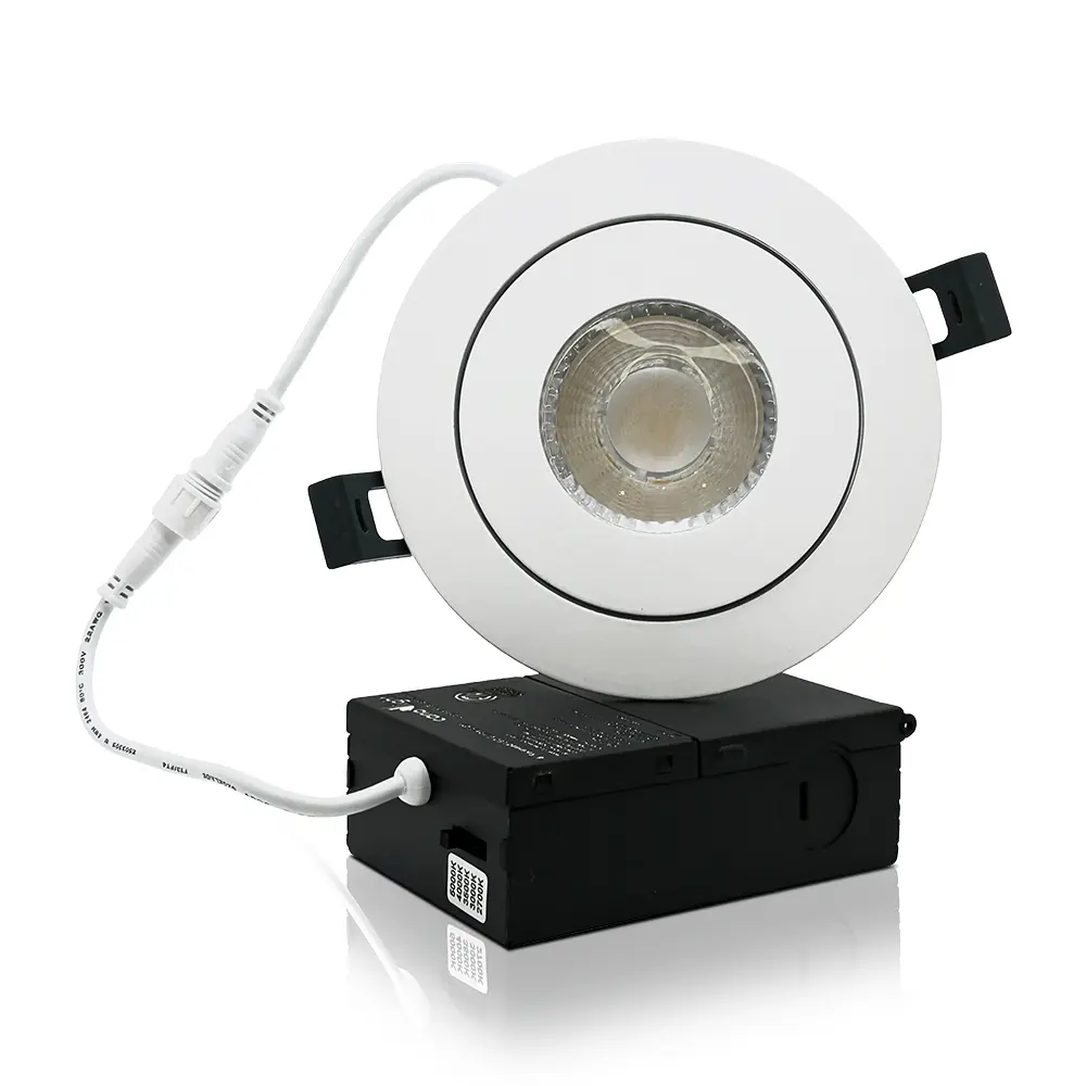 [CAN-CL-DM-35-8-5CCT-WH] Ultra-slim recessed LED gimbal ceiling light 3-1/2" 8W 830lm 5 adjustable CCT white finish