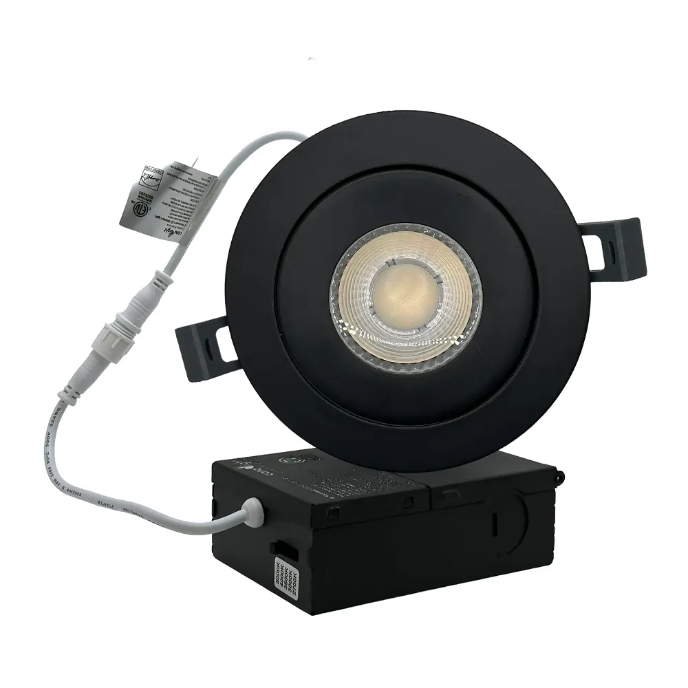 [CAN-CL-DM-49-5CCT-BL] Ultra-slim recessed LED gimbal ceiling light 4" 9W 950lm 5 adjustable CCT black finish