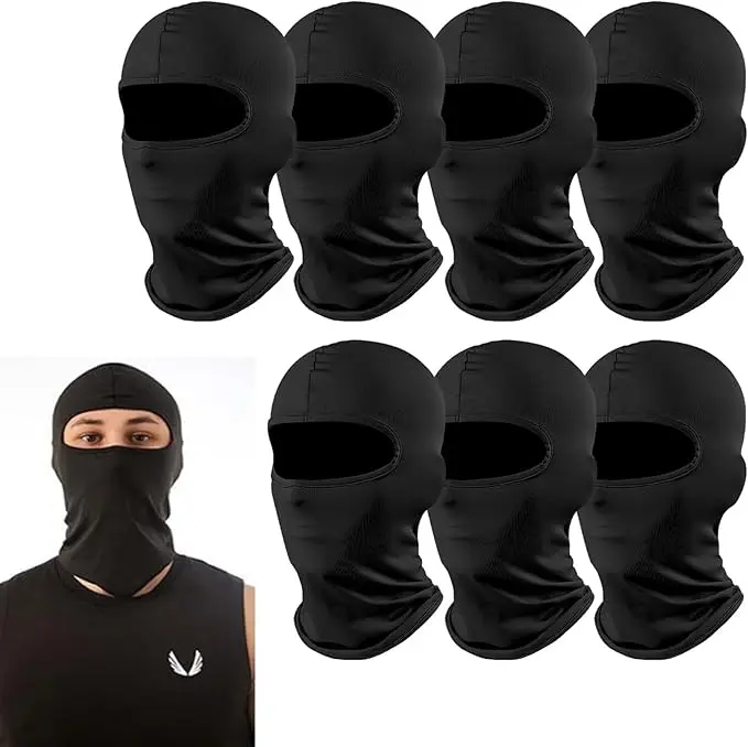 [ZFYH-BALLEBK] Balaclava en leica noir, paquet de 7