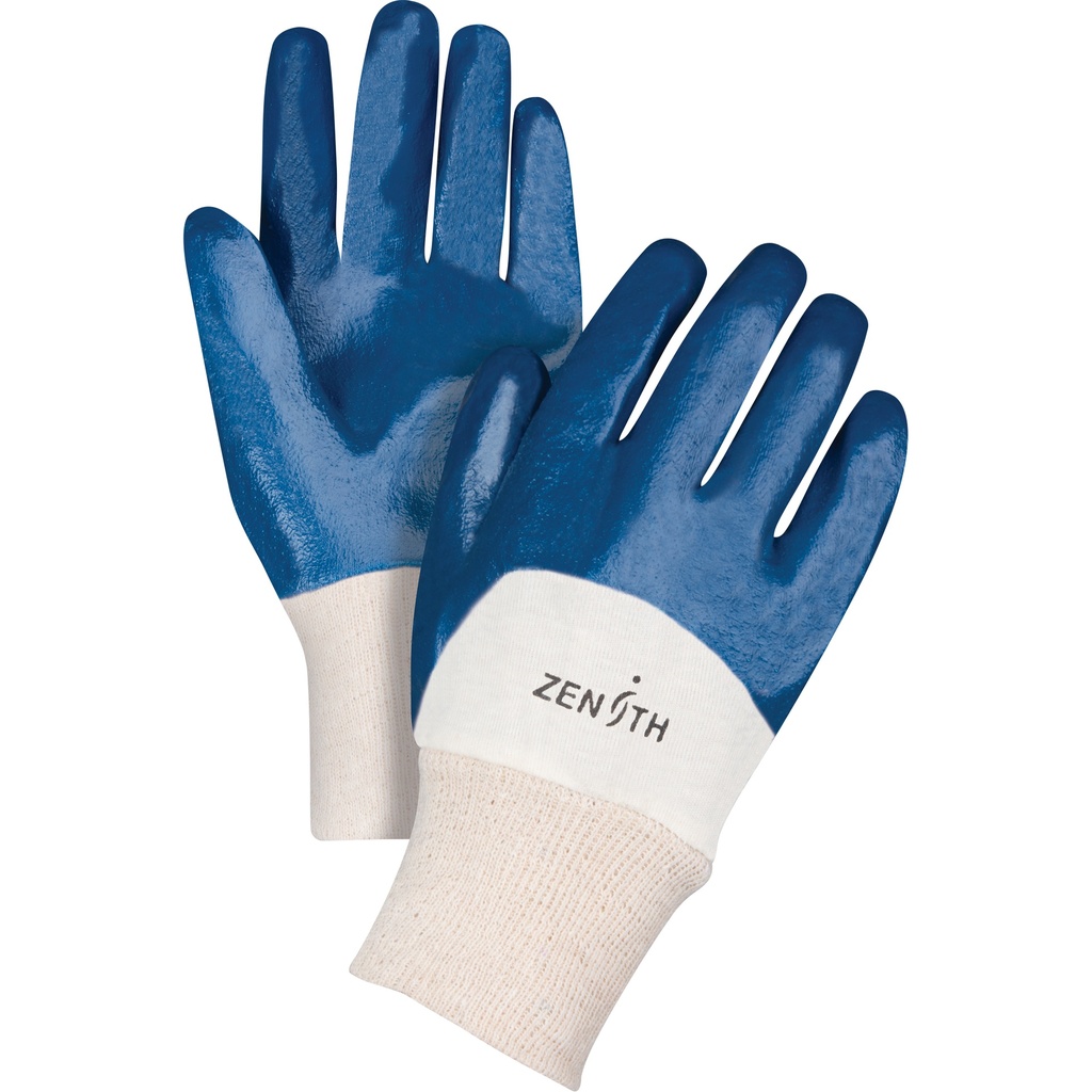 [ZEN-SAO151] Gants à doublure interlock de poids moyen taille Moyen/8 Coton paume enduite de Nitrile doublure Coton