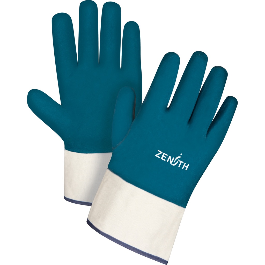 [ZEN-SAN445] Gants à poignet de sécurité de poids lourd taille T-Grand/10 Coton paume enduite de Nitrile doublure Jersey