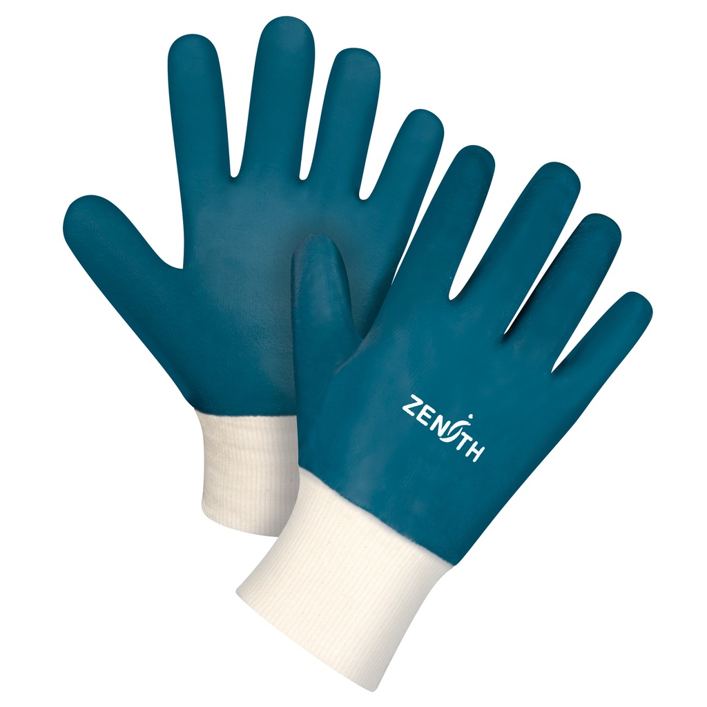[ZEN-SAN442] Gants à poignet en tricot de poids lourd taille Grand/9 Coton paume enduite de Nitrile doublure Coton
