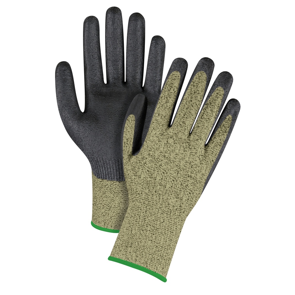 Gants élastiques sans coutures résistants à la coupe noir & jaune taille Moyen/8 Aramide paume enduite de Mousse de nitrile