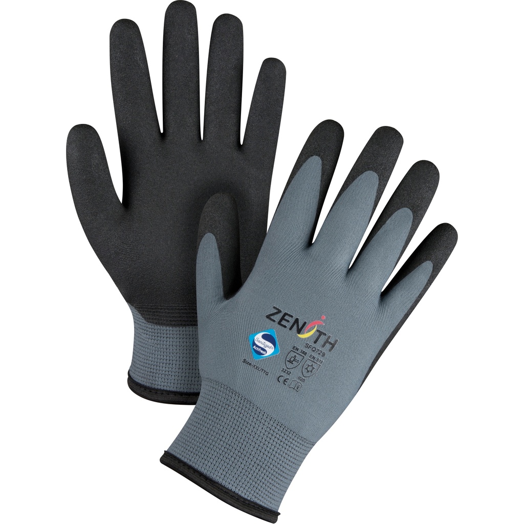 [ZEN-SFQ729] Gants enduits de première qualité ZX-30° taille 2T-Grand/11 Nylon paume enduite de PVC doublure Acrylique