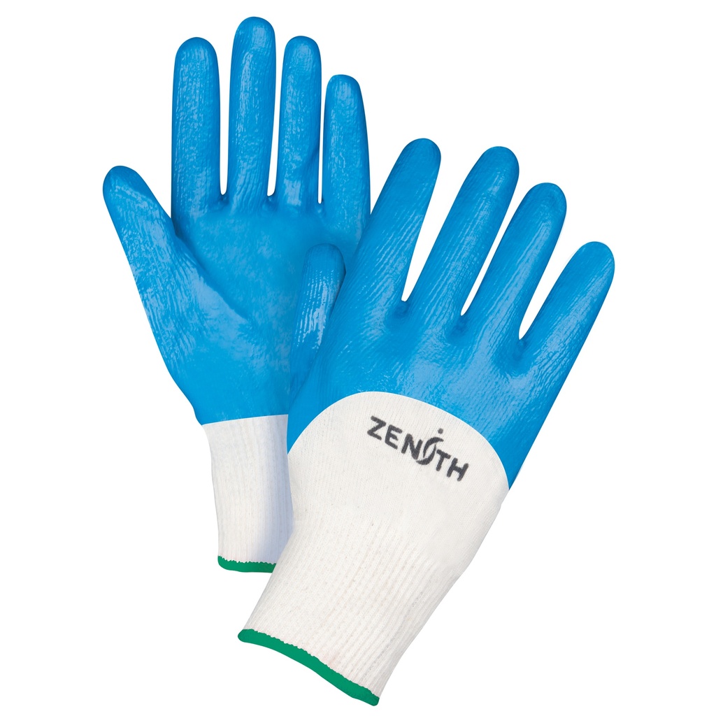 [ZEN-SAM647] Gants enduits et tricotés sans coutures de poids moyen taille Moyen/8 Coton paume enduite de Nitrile