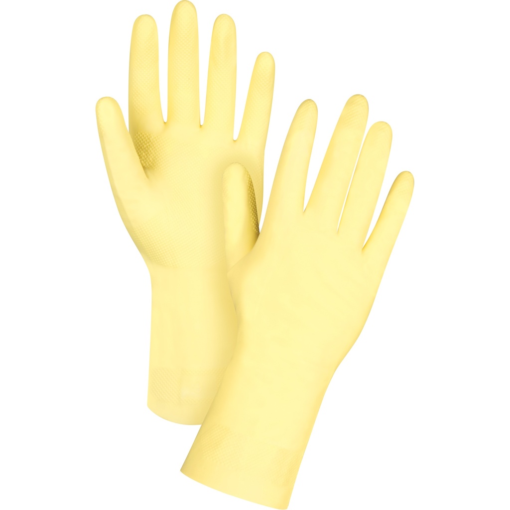 Gants jaune canari de première qualité résistants aux produits chimiques taille T-Grand/10 Latex de caoutchouc poignet Droit doublure Ouatée
