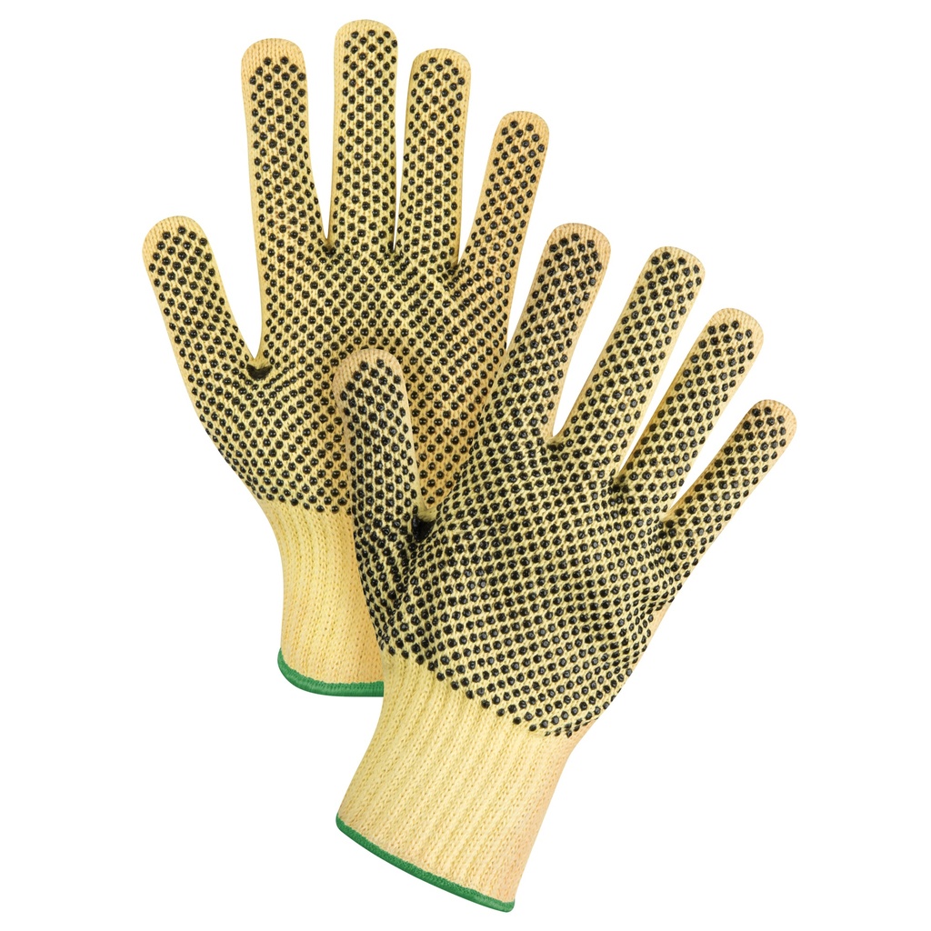 [ZEN-SFP801] Gants tricotés deux côtés, sans couture, à pois taille Moyen/8 Kevlar(MD) paume enduite de PVC