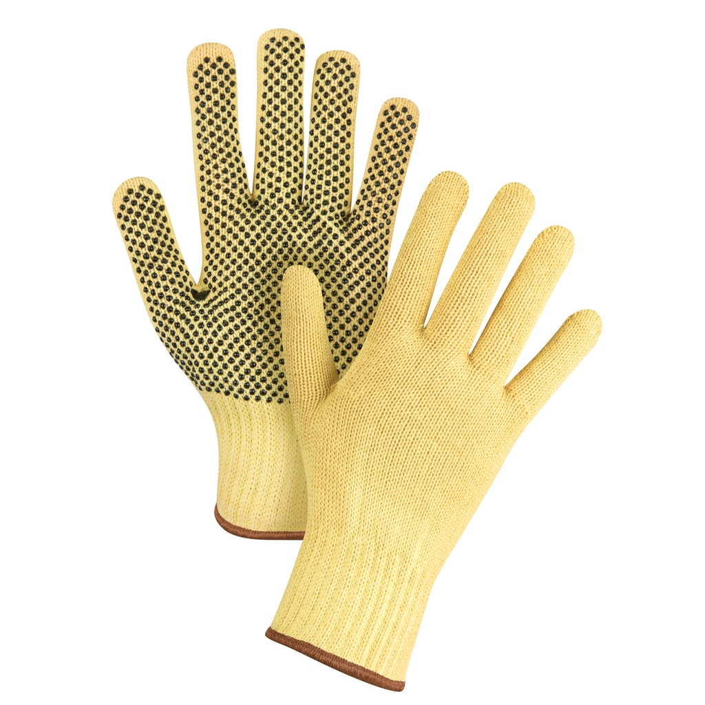 [ZEN-SFP798] Gants tricotés sans couture à pois taille Grand/9 Kevlar(MD) paume enduite de PVC